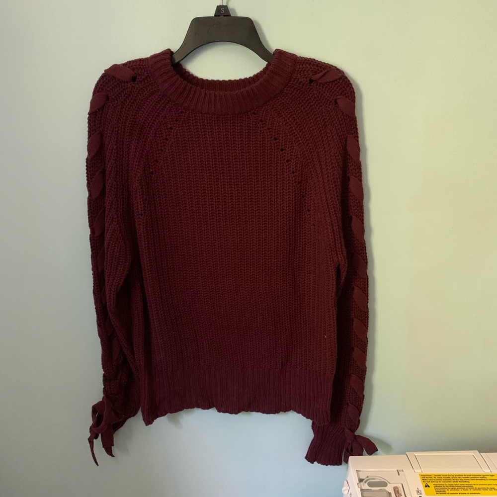 Burgundy cable knit sweater